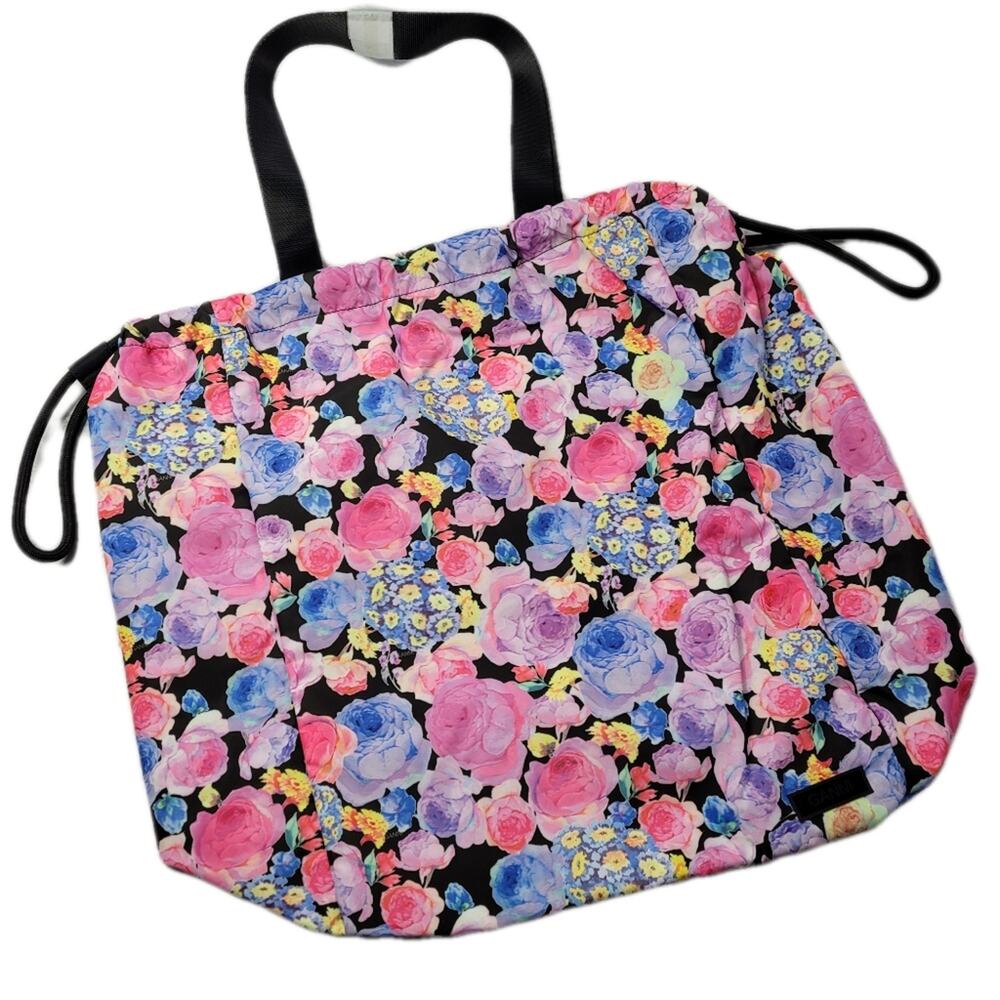 NWT Ganni Recycled Polyester Floral Drawstring Tote